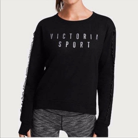Vs Victoria Sport Ruffle Lace Sleeve Sweatshirt - Picture 1 of 4